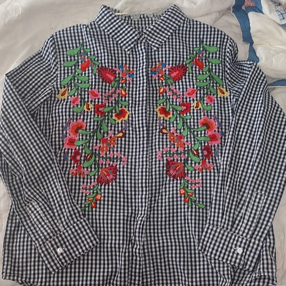 Gibson Latimer Embroidered Blouse Sz S - Picture 7 of 7